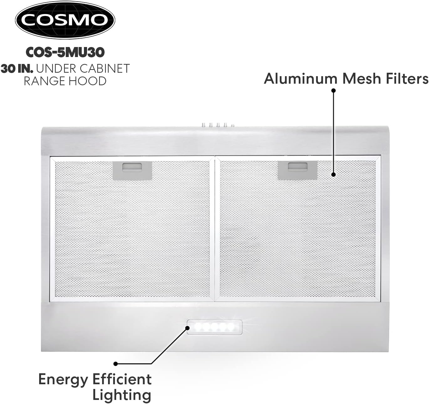 30 in. Under Cabinet Range Hood Ductless Convertible Duct Stainless Steel Q6006