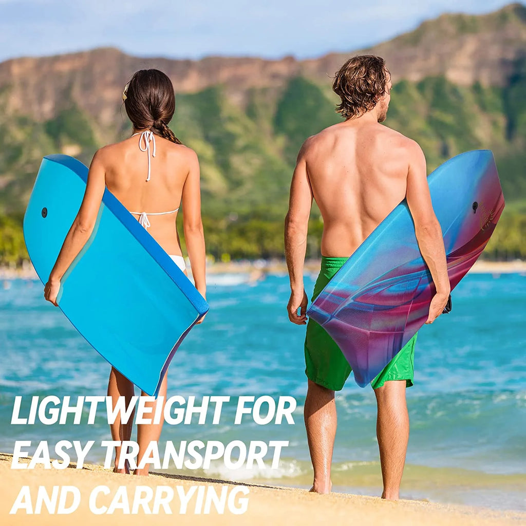 Lightweight Body Board with EPS Core, HDPE Slick Bottom, Leash and Adjustable Wrist Rope J676826