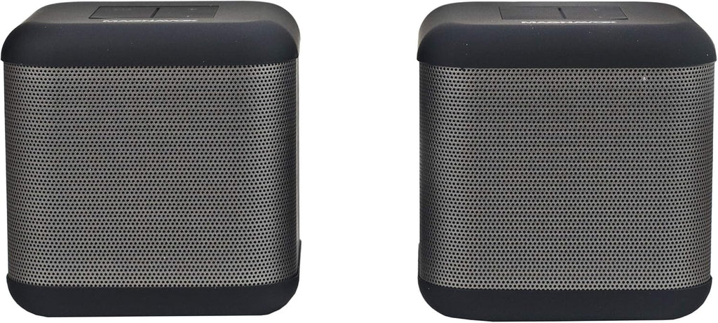 Silver and Black Stereo Speakers, Bluetooth, Pack of 2 C6477