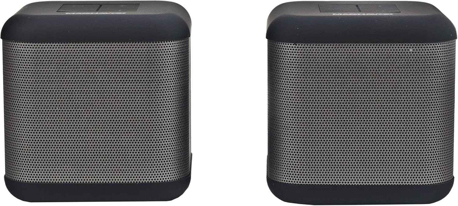 Silver and Black Stereo Speakers, Bluetooth, Pack of 2 C6477