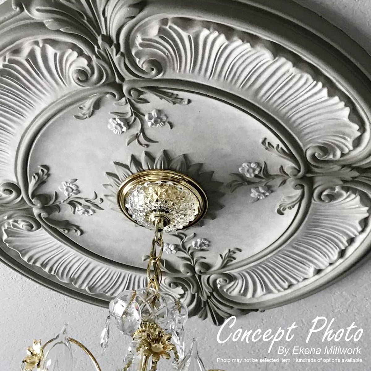 26 5/8x22OD x 4 1/2x22ID x 1 3/8x22P Hand-Painted Frost Ceiling Medallion N72884