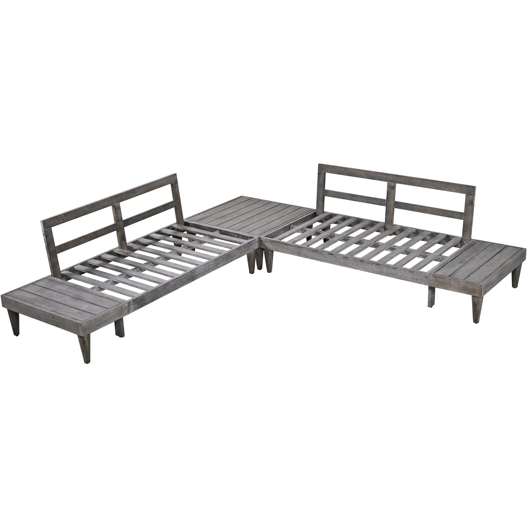Grey Beige 3 Piece Wood Conversation Set with Coffee Table V97311