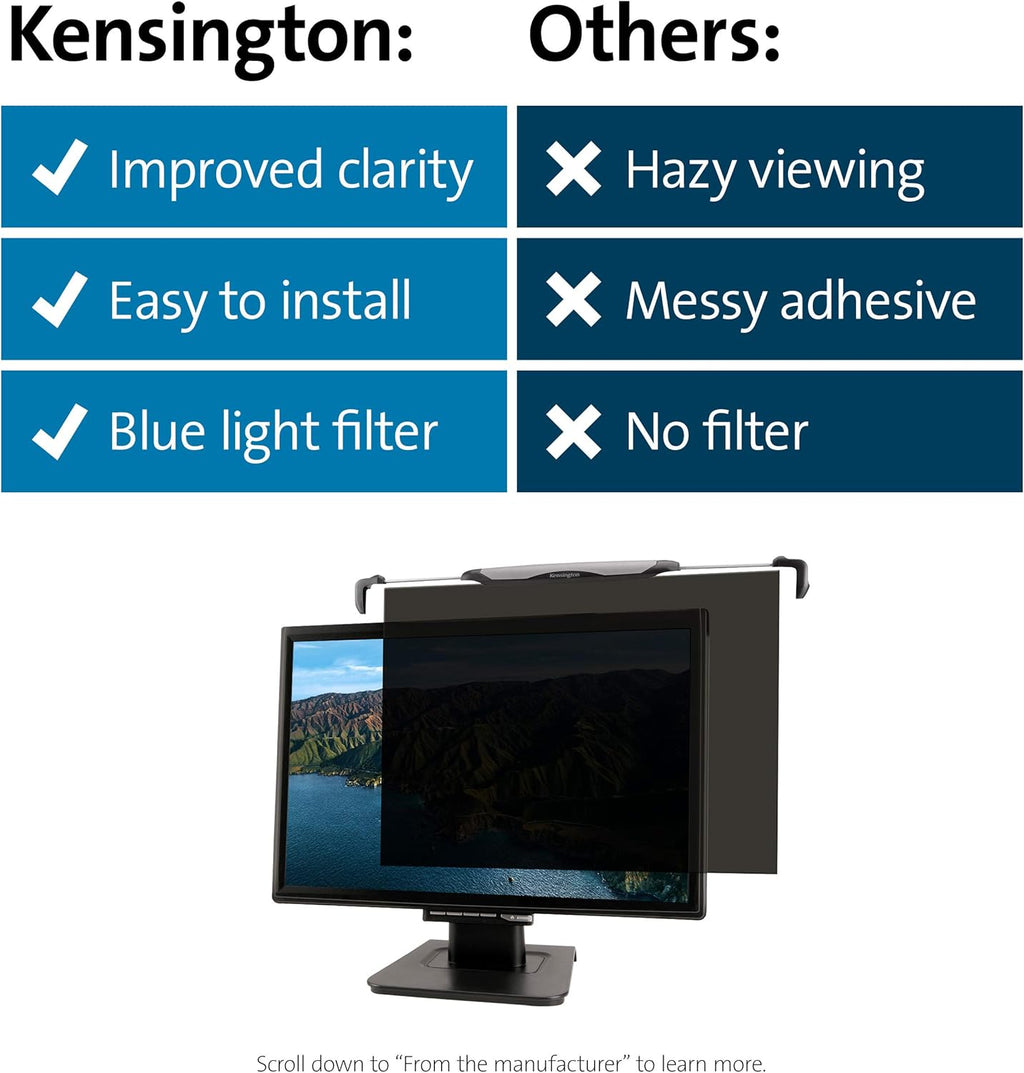 Privacy Screen for 25-Inch to 27-Inch Widescreen 16:10 and 16:9 Monitors I120
