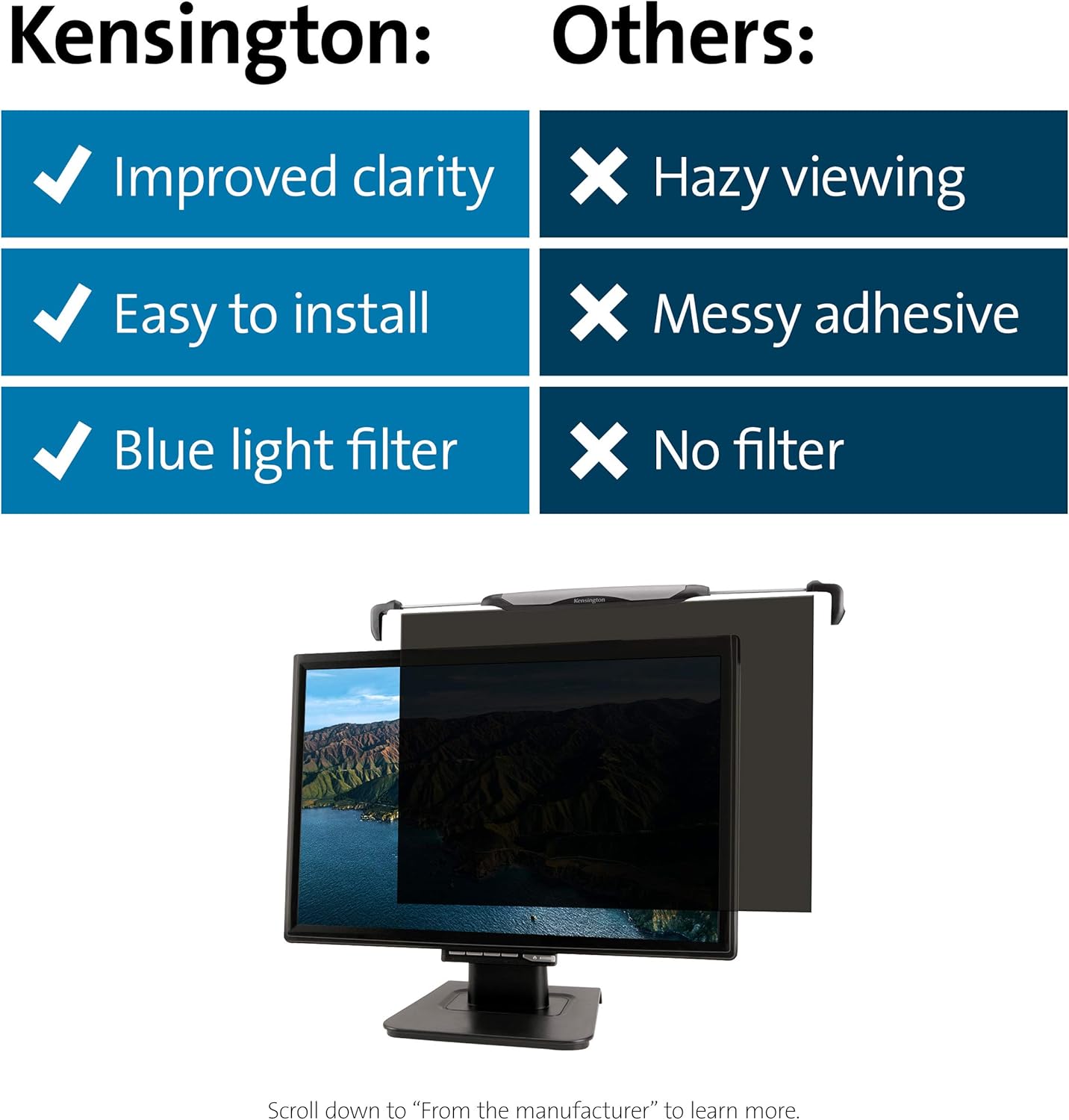Privacy Screen for 25-Inch to 27-Inch Widescreen 16:10 and 16:9 Monitors I120