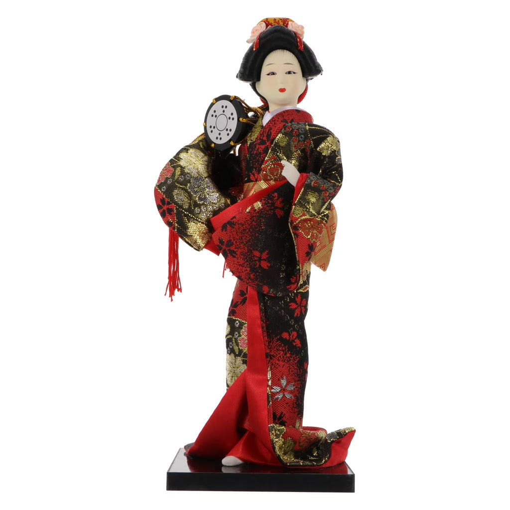 2 Pc Silk Geisha Dolls Japanese Folk Crafts A30613