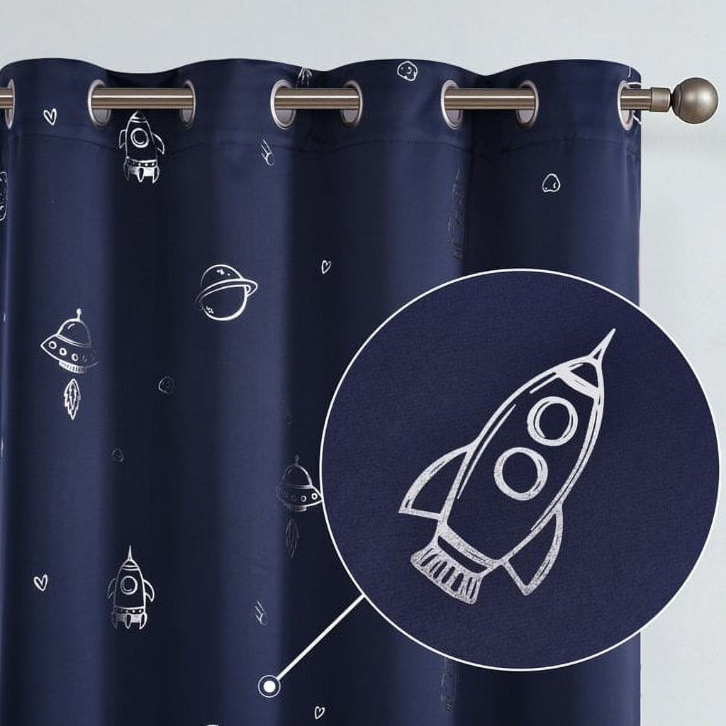 Navy 63 inches Blackout Grommet Curtains 2 Panels H701