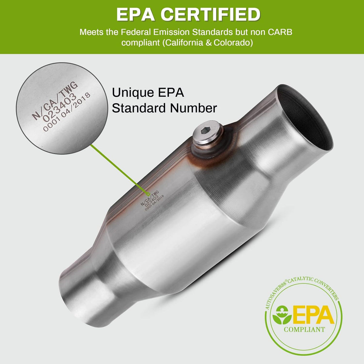 2 Pack 2.5" Inlet/Outlet Universal Catalytic Converters with O2 Port Q43593