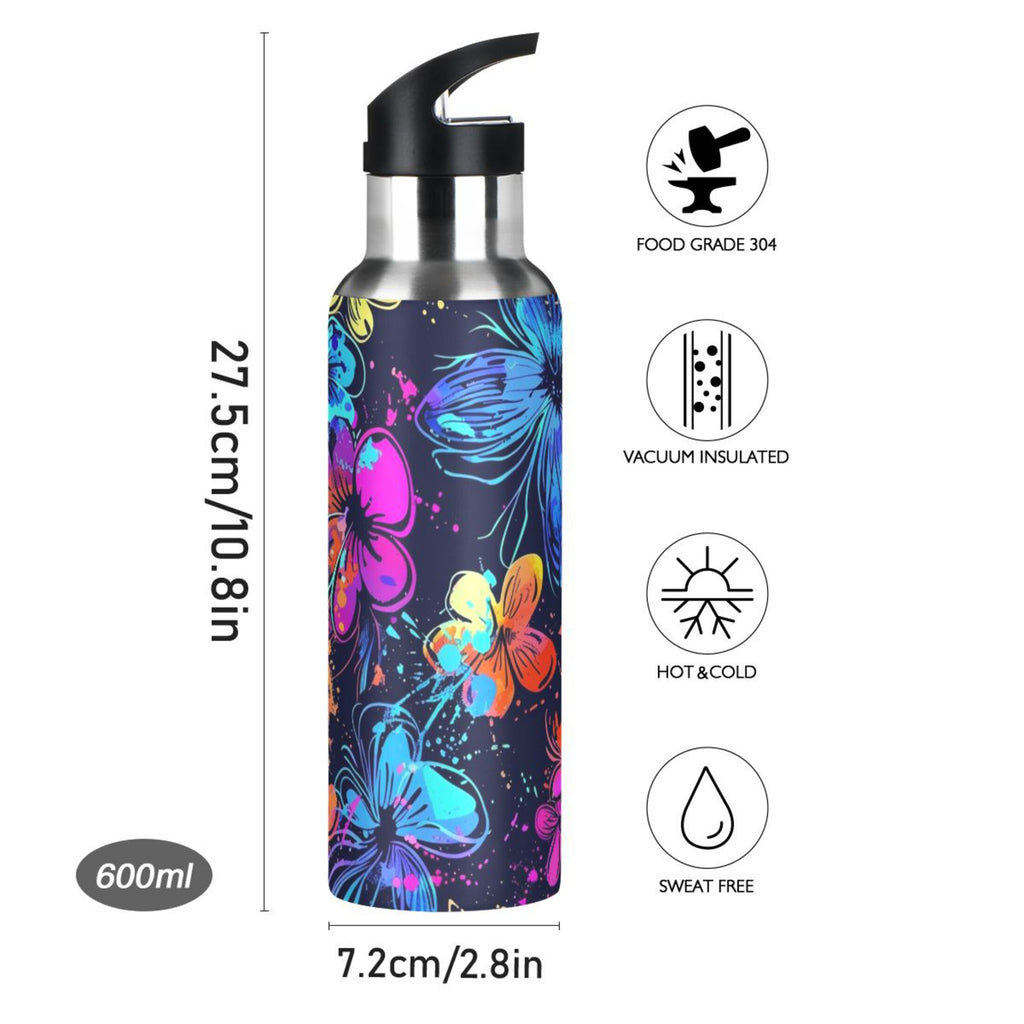20 oz Insulated Stainless Steel Water Bottle with Straw Lid Y680331