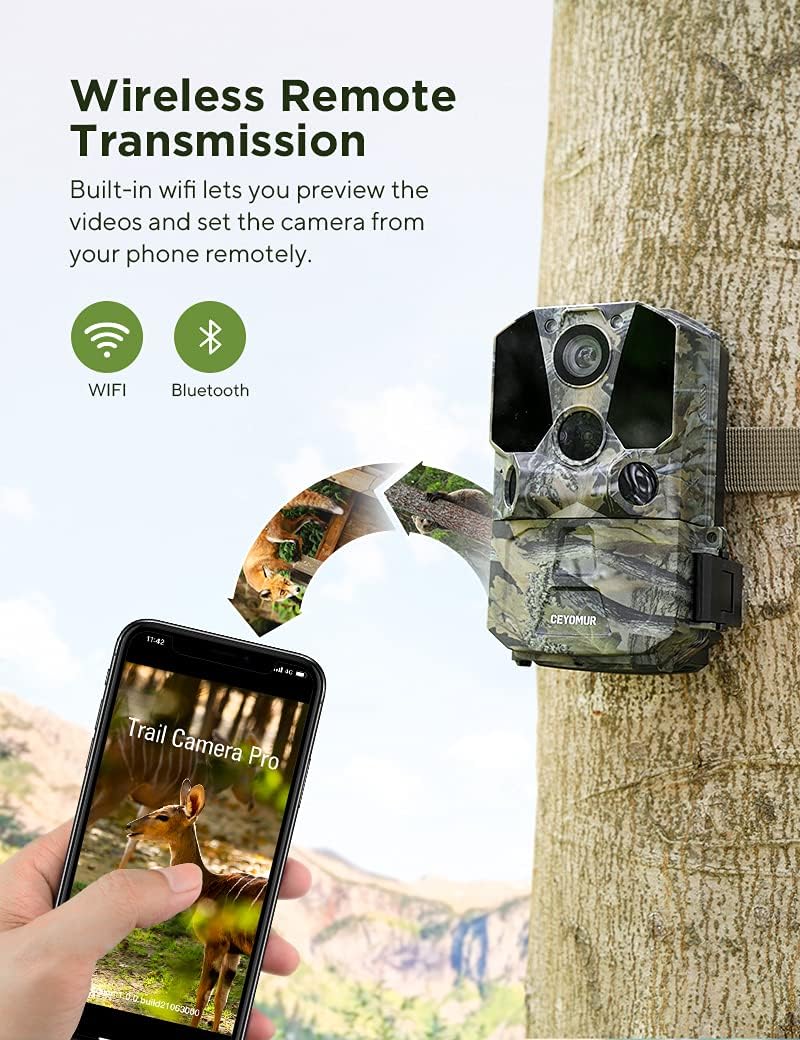 WiFi Bluetooth 30MP 1296P Hunting Camera with IR Night Vision and IP66 Waterproof O38733
