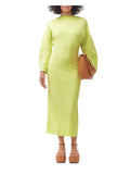 Green Long Sleeve Boat Neck Midi Sheath Dress E922860