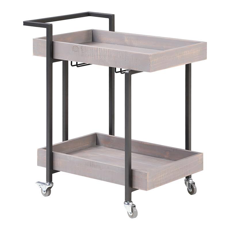 Antique Gray Wood Serving Cart O1603