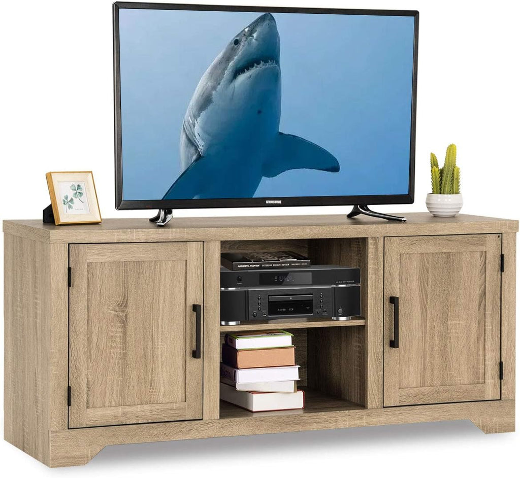 Farmhouse Barn Wood TV Stand with Doors and Shelves A600835