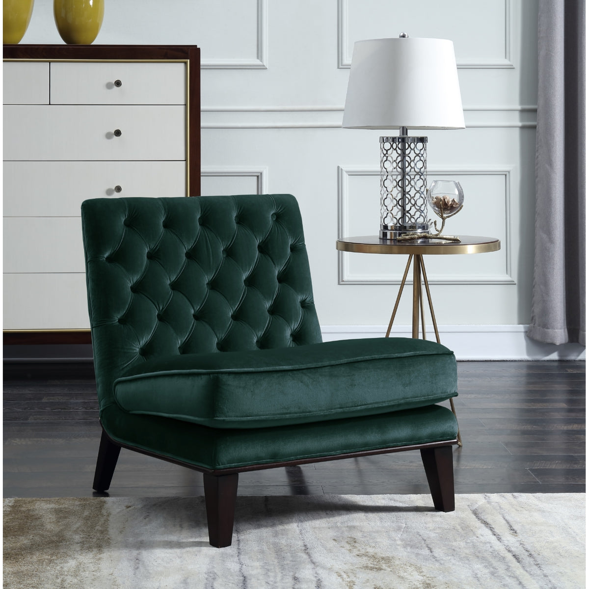 Tufted Velvet Slipper Accent Chair S2529