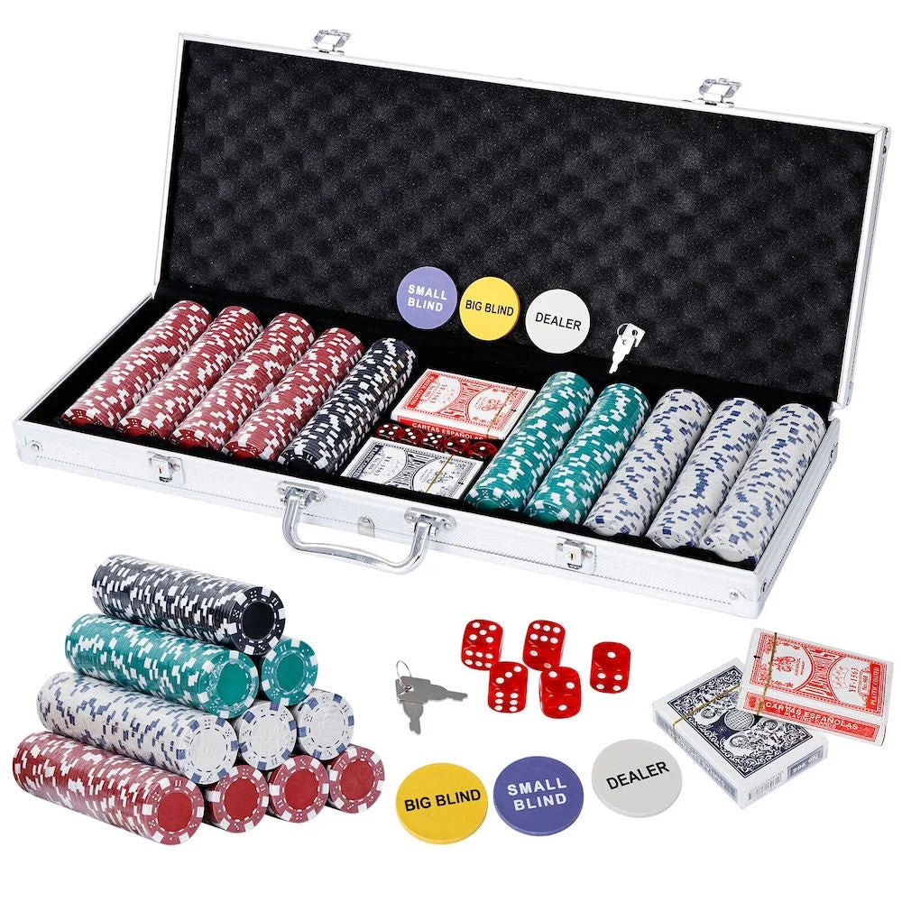 500 Piece Poker Chip Set with Aluminum Carry Case R30536