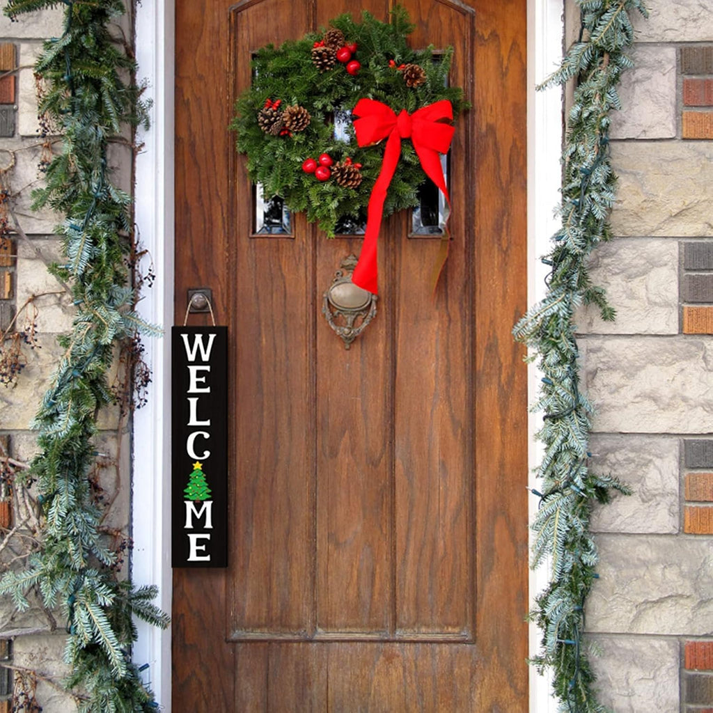 Black Interchangeable Mini Wooden Door Sign with 15 Pcs Ornaments Y538