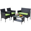 4 Pieces Outdoor Rattan Patio Sofa Set with Coffee Table P873705
