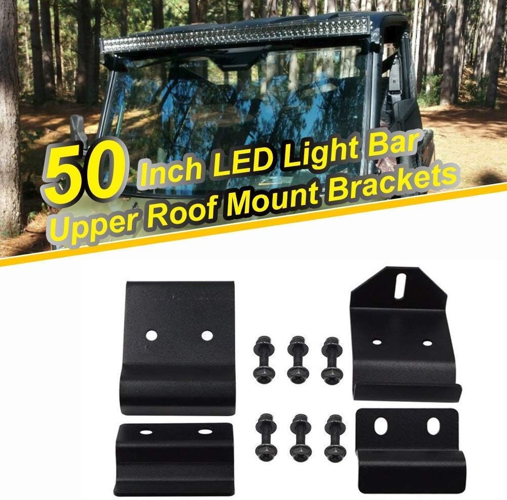 LED Light Bar Mount Windshield Kit 50 288W Curved Front Pillar Side 2x 18W 3 Cube Lights Brackets w/ 2x Wiring Kit Full Size Pro-Fit Cage Upper For 2013-2021 Polaris Ranger XP 1000 900 570 D594377