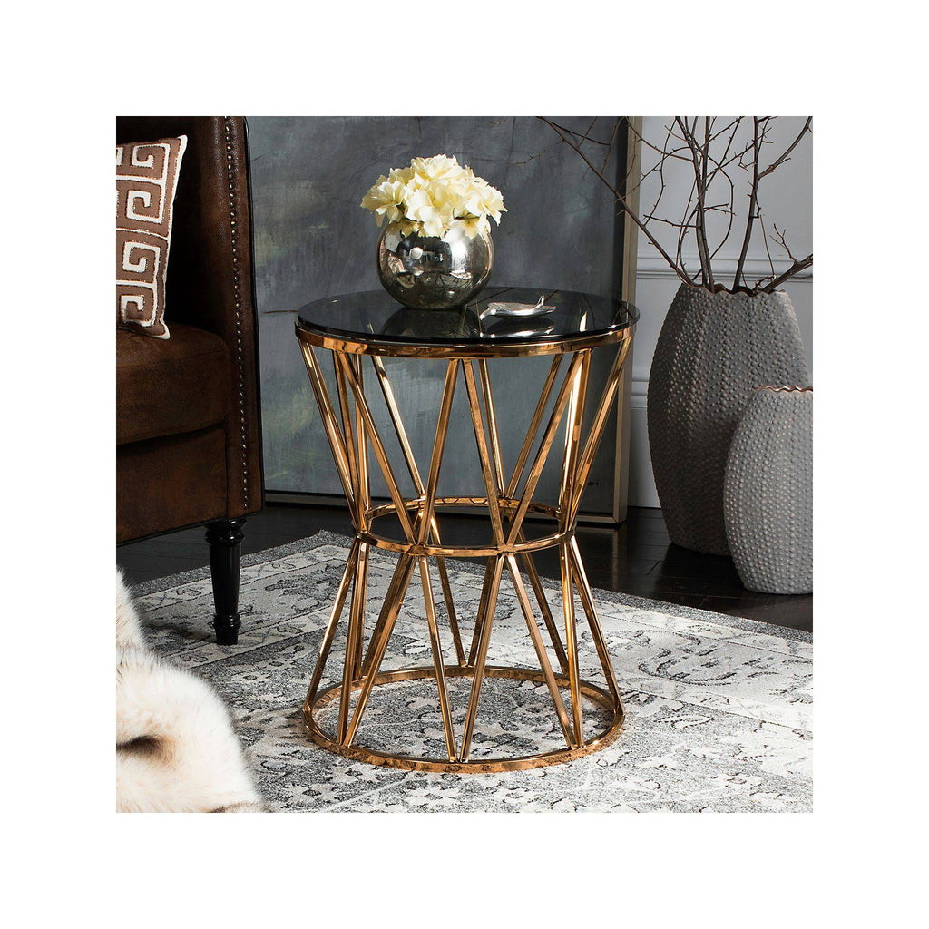 Gold Glass Top End Table G61405