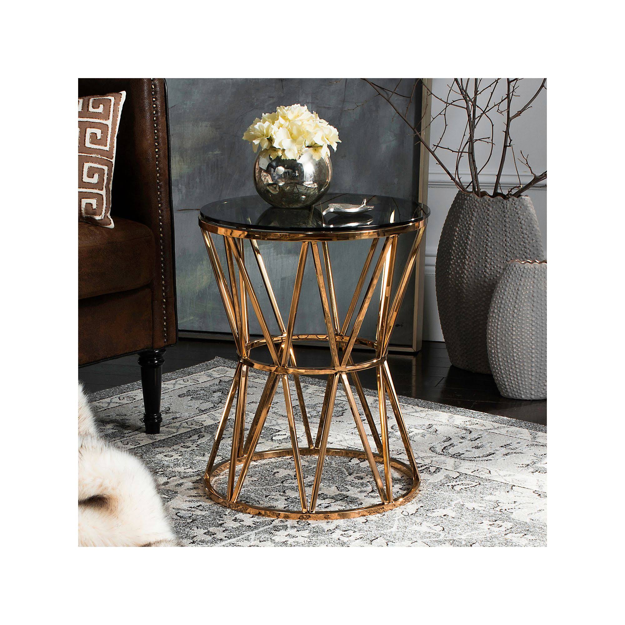 Gold Glass Top End Table G61405