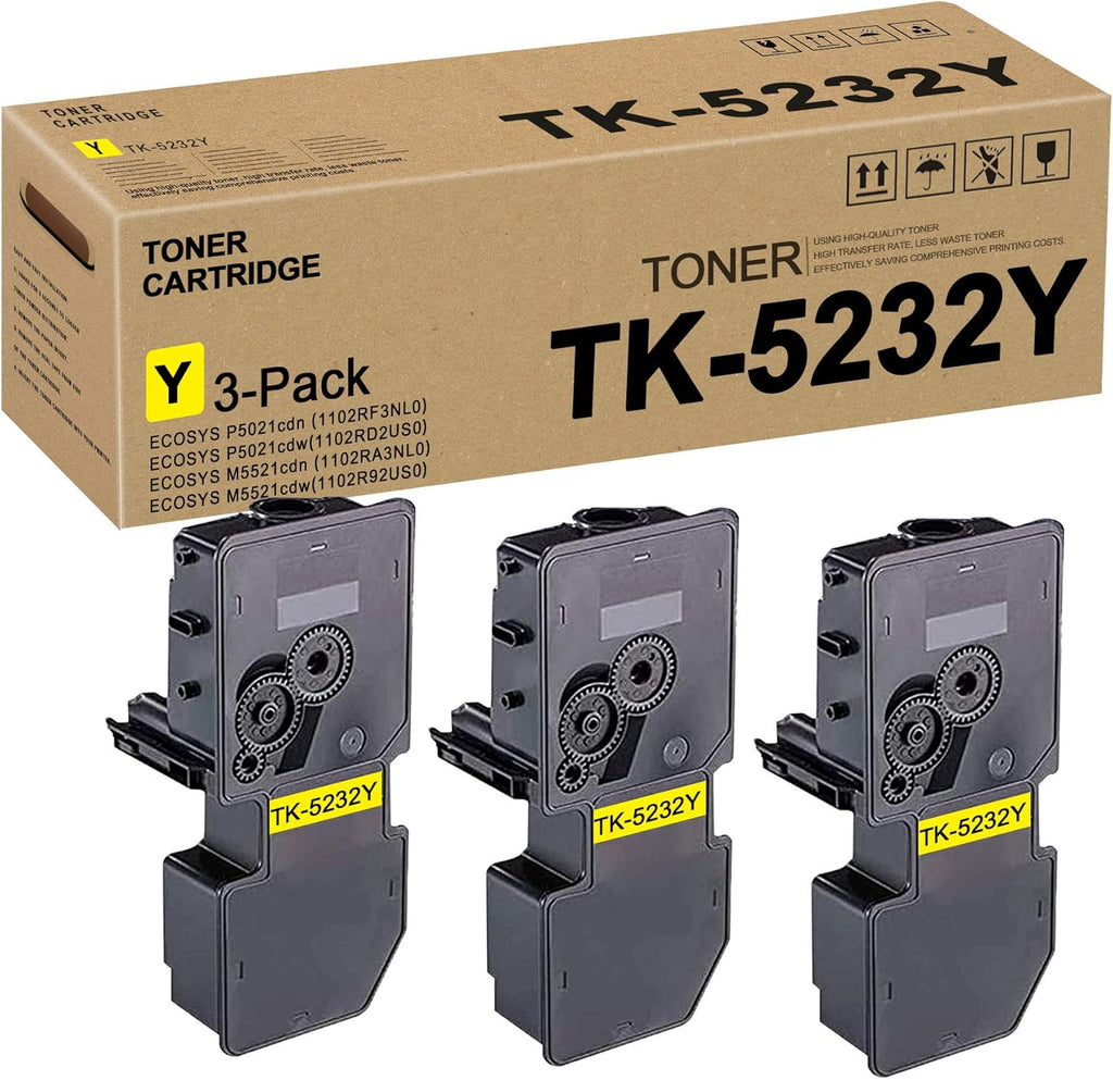 3 Pack Yellow Toner Cartridge Replacement for Kyocera ECOSYS P5021cdn P5021cdw M5521cdn M5521cdw S20444