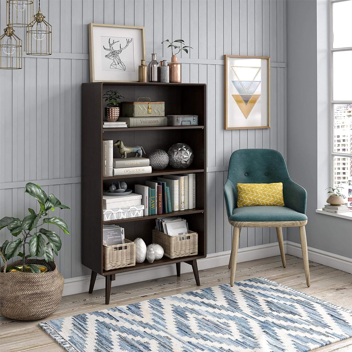 4 Shelf Bookcase, Walnut Y81742