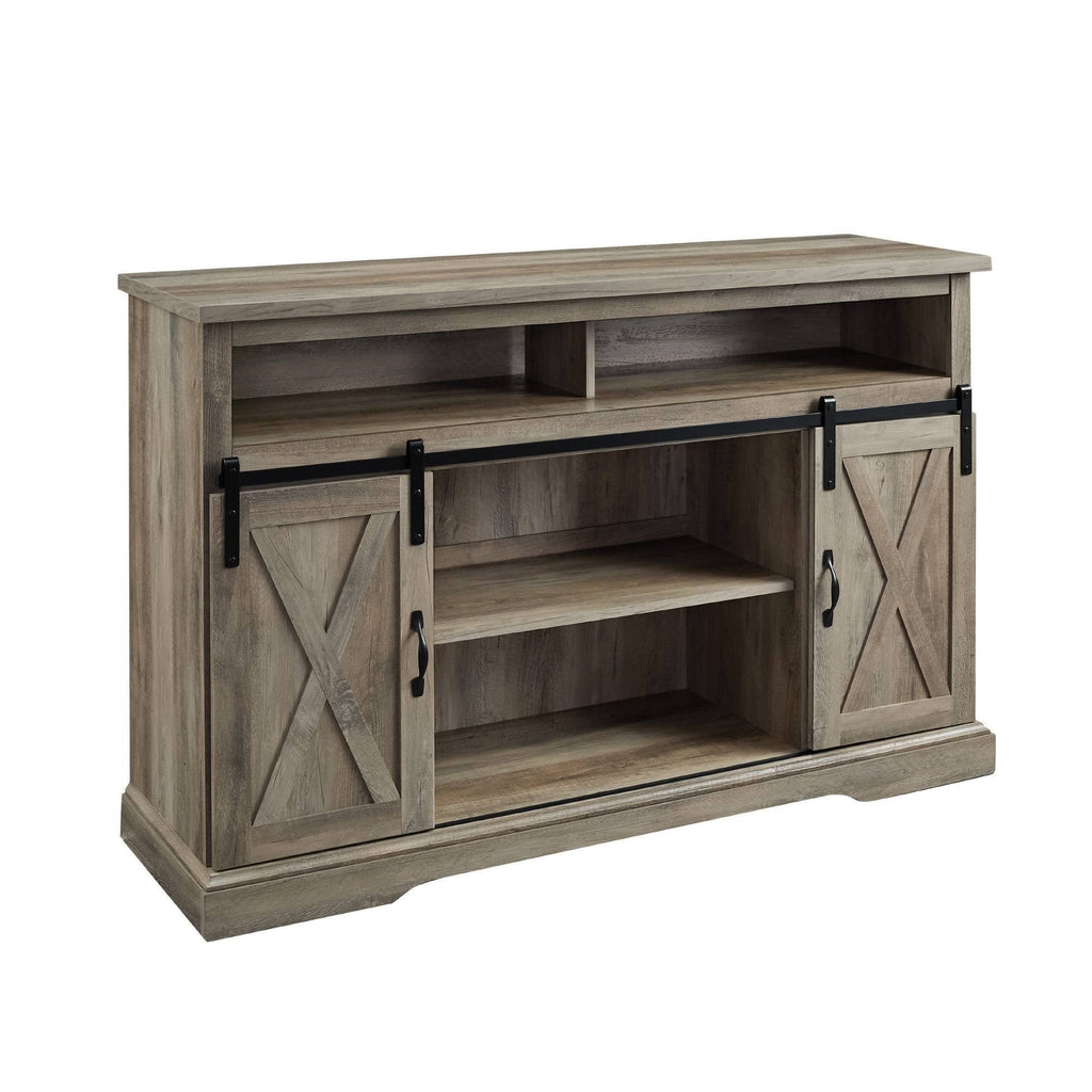 Gray Wash Sliding Barndoor TV Highboy Storage Stand K935934