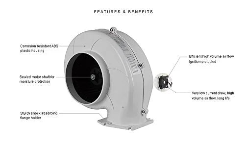 12V 4" 320CFM Marine Bilge Air Blower F8805