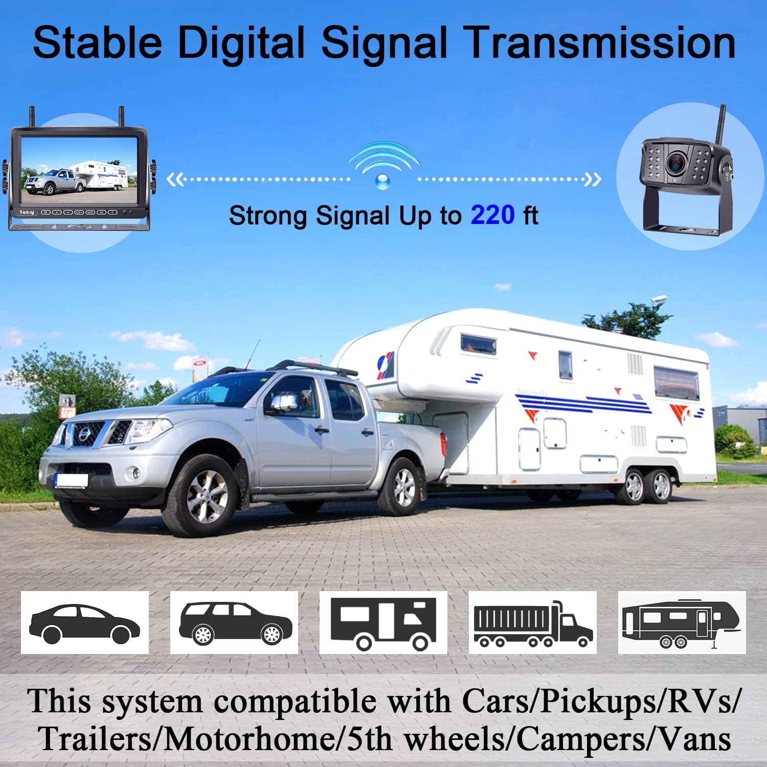 Wireless HD 1080P Backup Camera with 7 Inch Touch Key DVR Monitor X4541