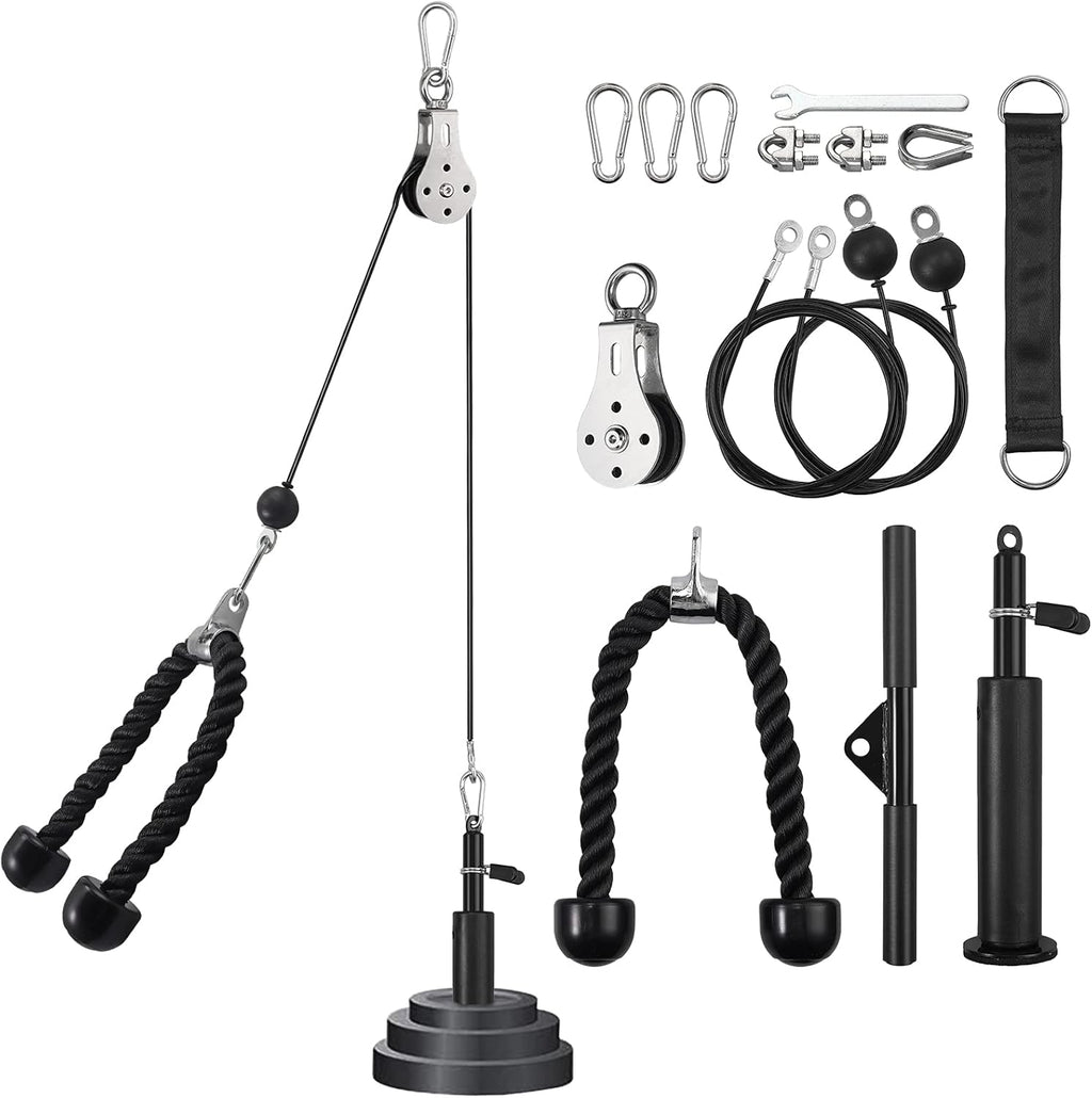 Fitness Pulley System with Tricep Rope, LAT Pull Down Bar N862