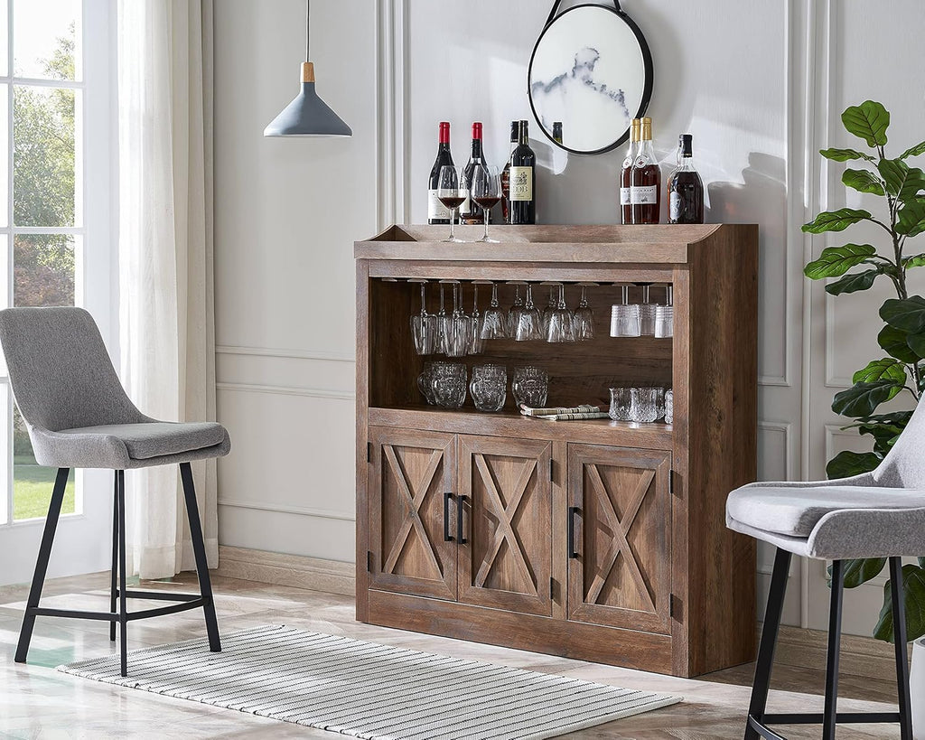 Charcoal Bar Cabinet with Wooden Doors P28646