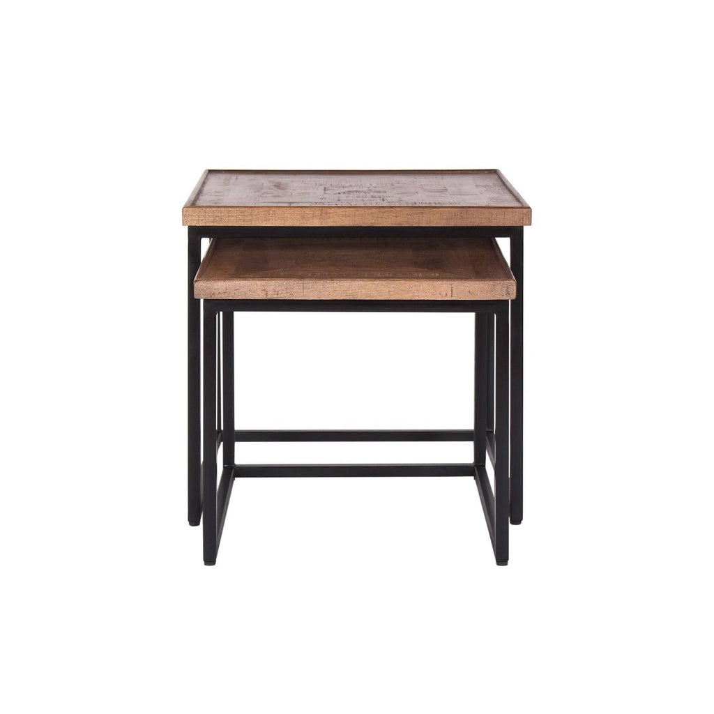 Mango Wood u0026 Iron Nesting Tables (Set of 2) - Brown B85385