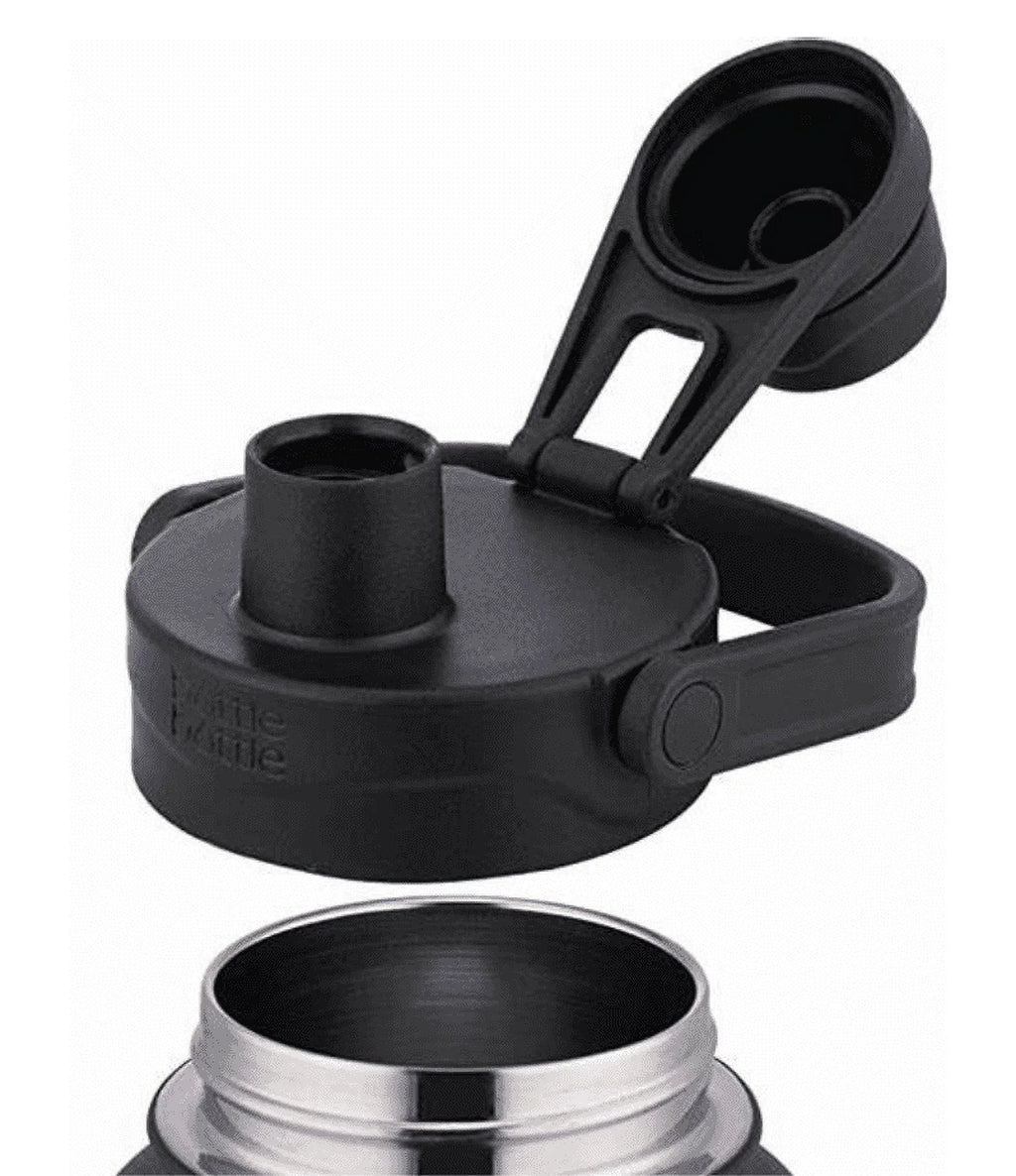 Black Double Walled Stainless-Steel Bottle 32 Fluid Ounces with 8oz Detachable cup Sport lid A8408