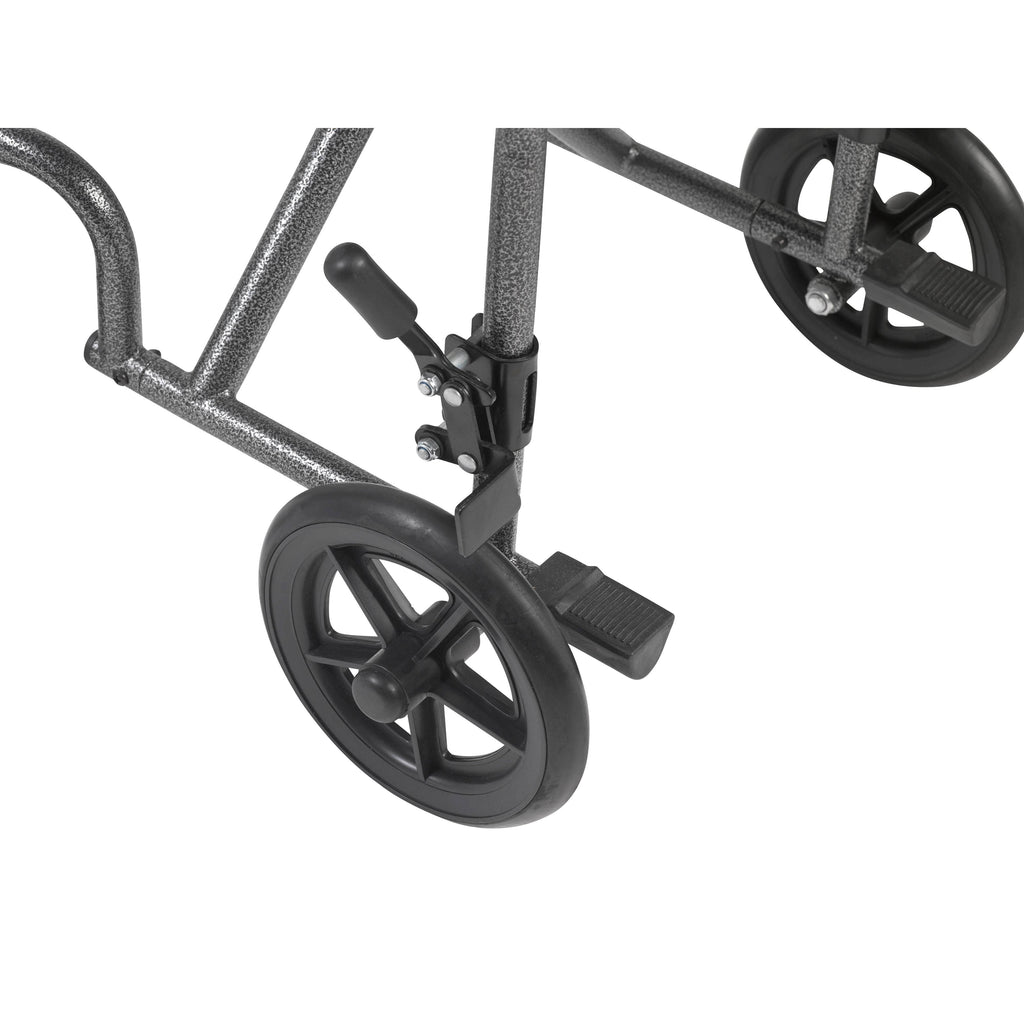 Lightweight Steel Transport Wheelchair Fixed Full Arms 19x22 Seat Y46211