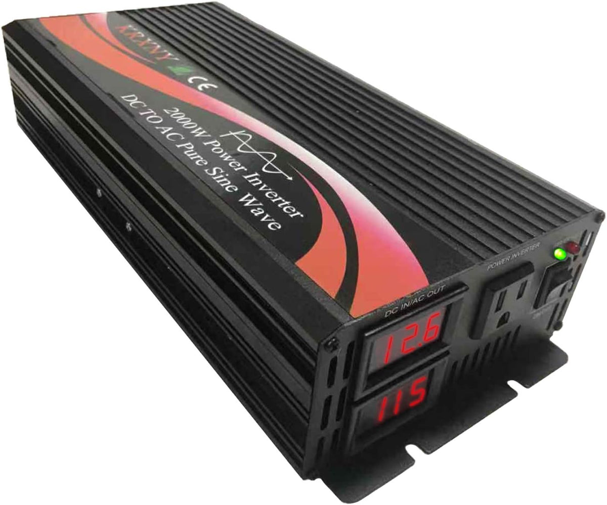 2000W Pure Sine Wave Power Inverter 12V DC to 110V 120V AC 60HZ with LED Display D726