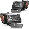 Replacement Headlight Assembly for 2001-2004 Tacoma, Black Housing Clear Lens Amber Reflector Driver & Passenger Side E512548