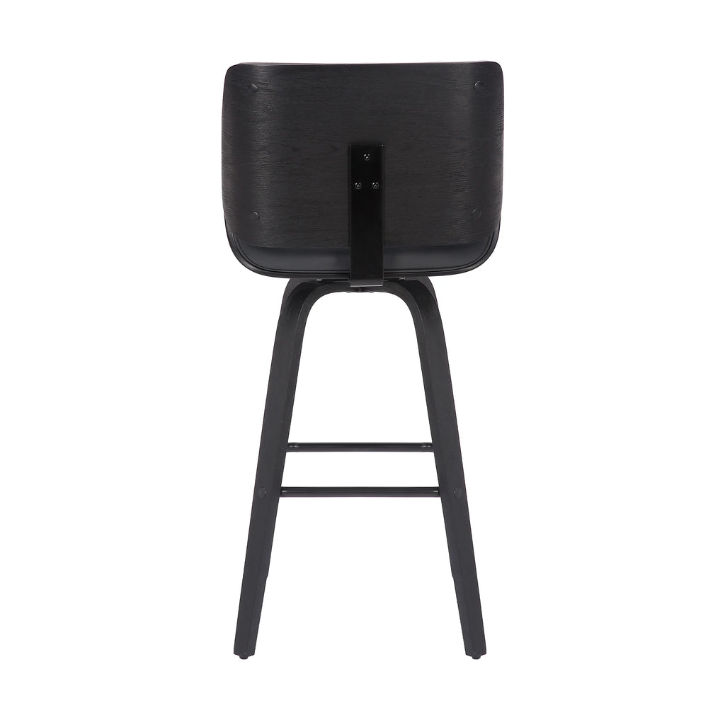 Faux Leather Wood Swivel Counter Stool in Gray/Black T59646