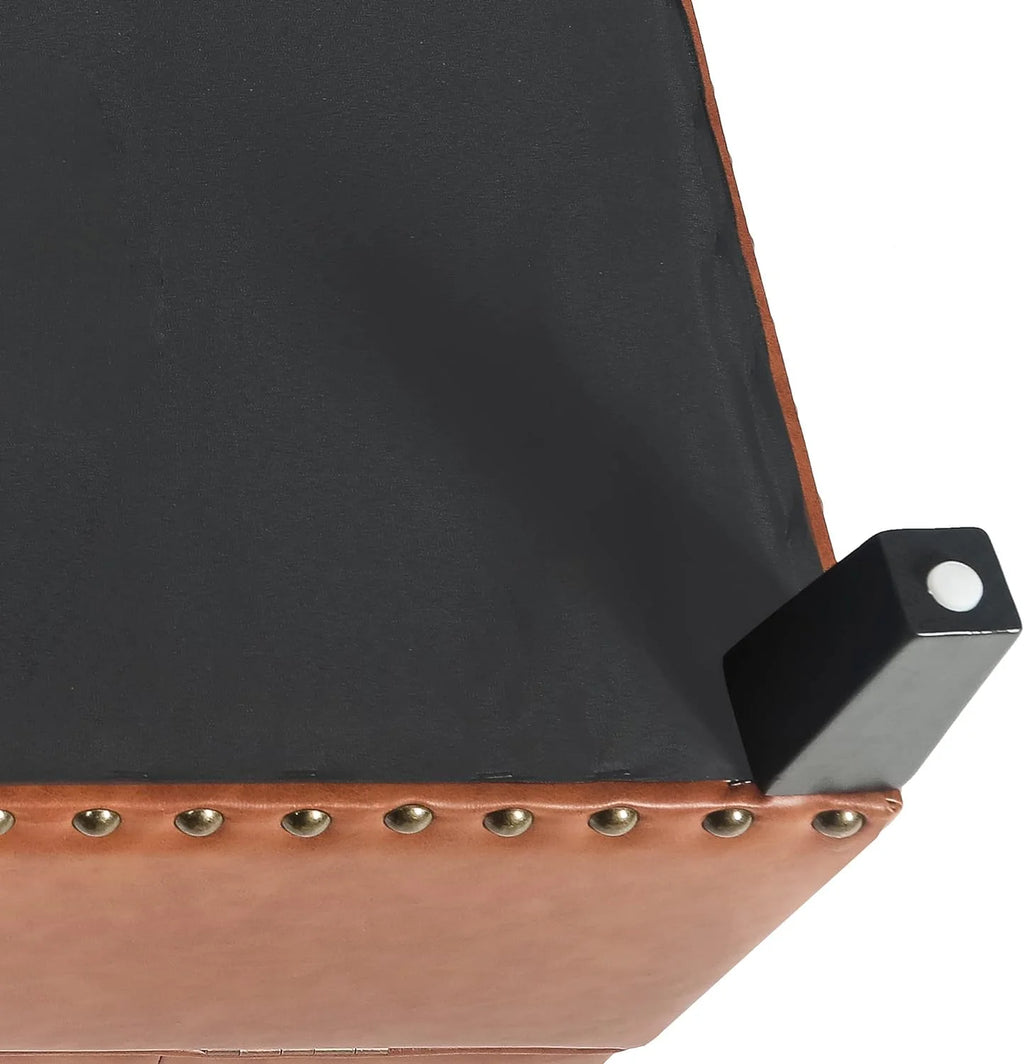 Faux Leather Storage Ottoman Bench with Wood Legs V208