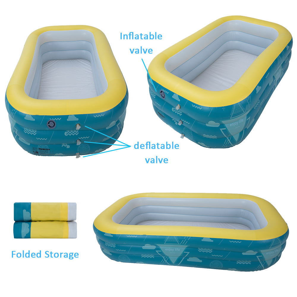 Inflatable Swimming Pool with Pump 9.85×5.74×2.23ft Rectangle Blue H71512