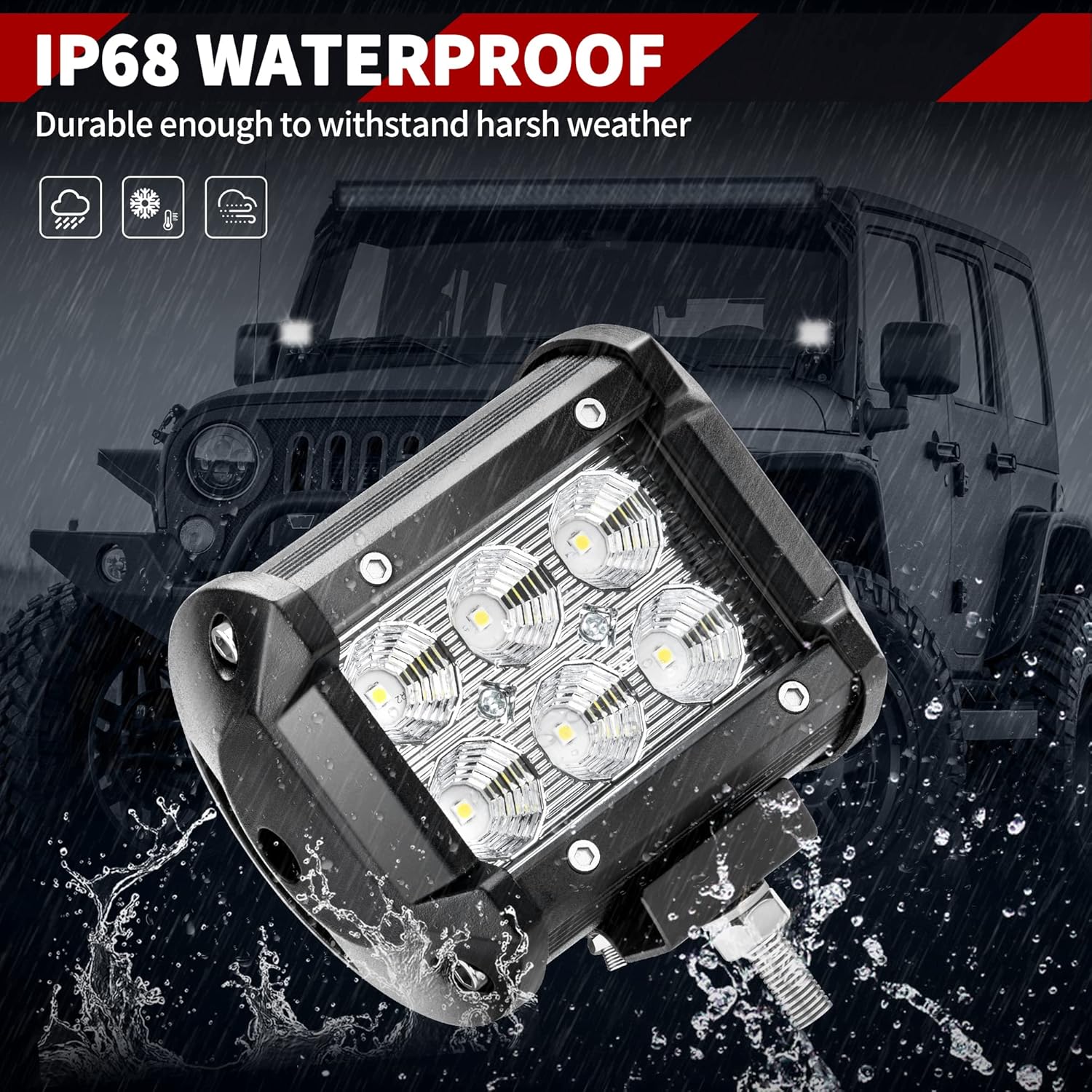 10Pcs 4Inch 18W LED Flood Work Light Waterproof 12V Pack of 2 P692