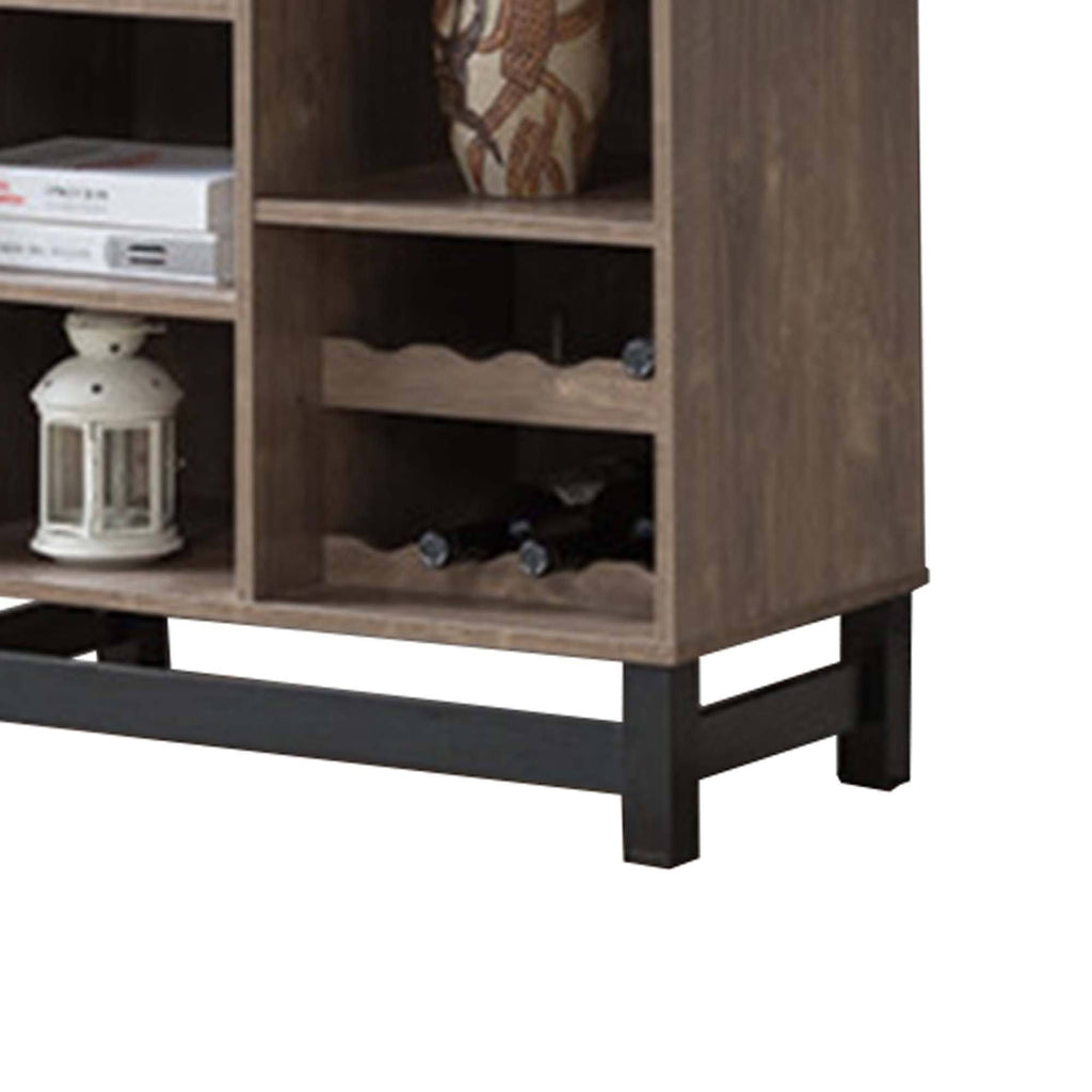 Brown Wooden Wine Cabinet with Drop Down Leaf G858166