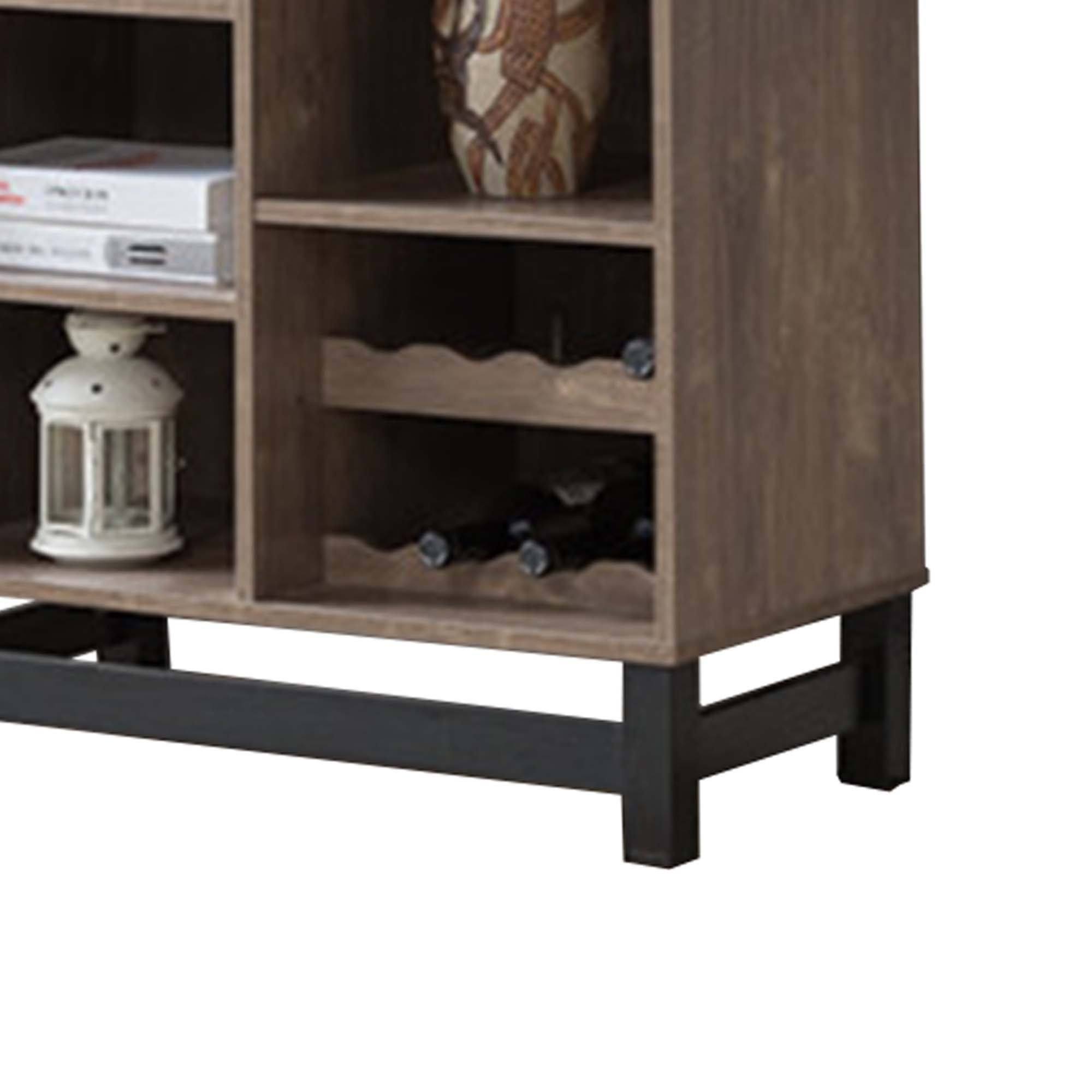Brown Wooden Wine Cabinet with Drop Down Leaf G858166