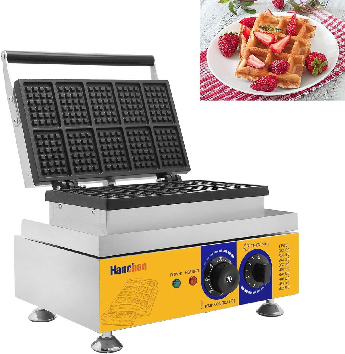 10pcs Commercial Electric Waffle Maker 110V No-Stick Belgian Waffle Baker T156688