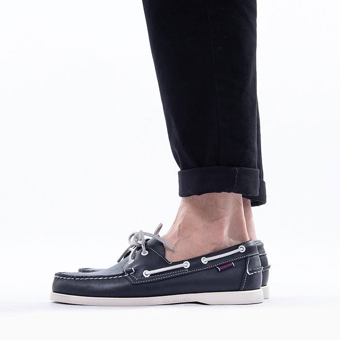 Blue Navy Leather Boat Shoes A297