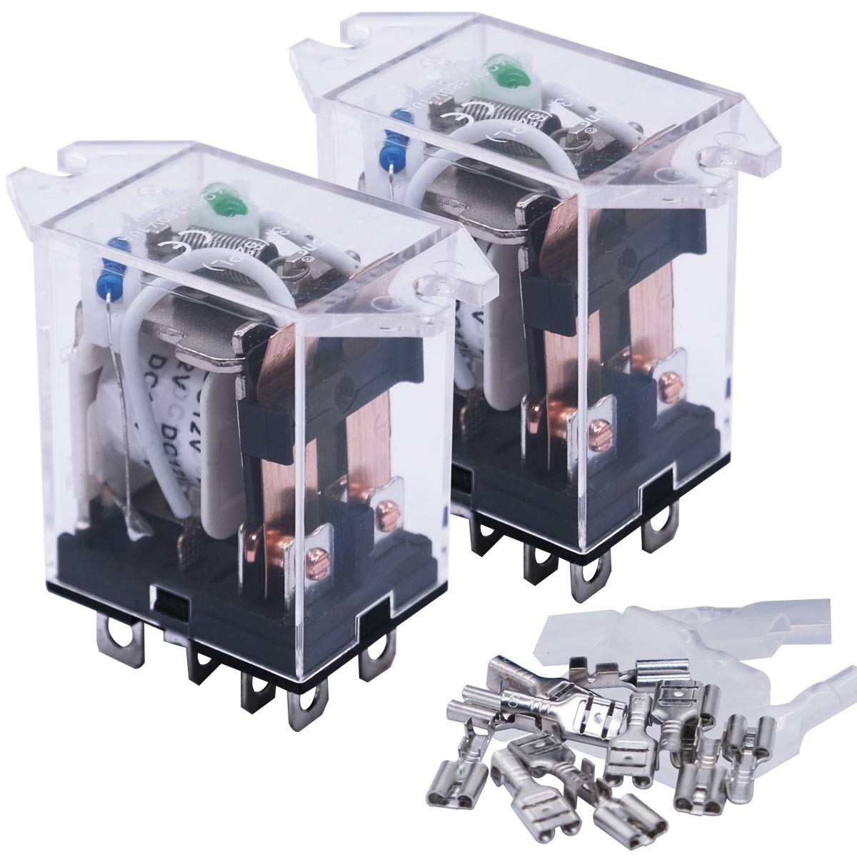 2pcs DC 24V 8 Pin 10A DPDT LED Indicator Electromagnetic Power Relay C50007