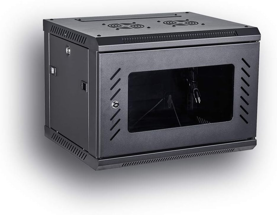 19-Inch Wall Mount Server Rack Cabinet with Locking Tempered Glass Door R1704