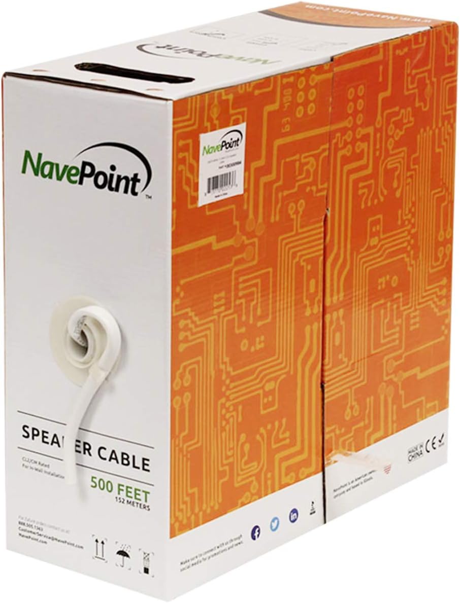 500ft 14/2 AWG 2 Conductor White Speaker Cable Wire U32338