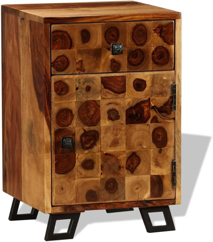 Solid Sheesham Wood Nightstand 14.6"x11.8"x21.3" E69670