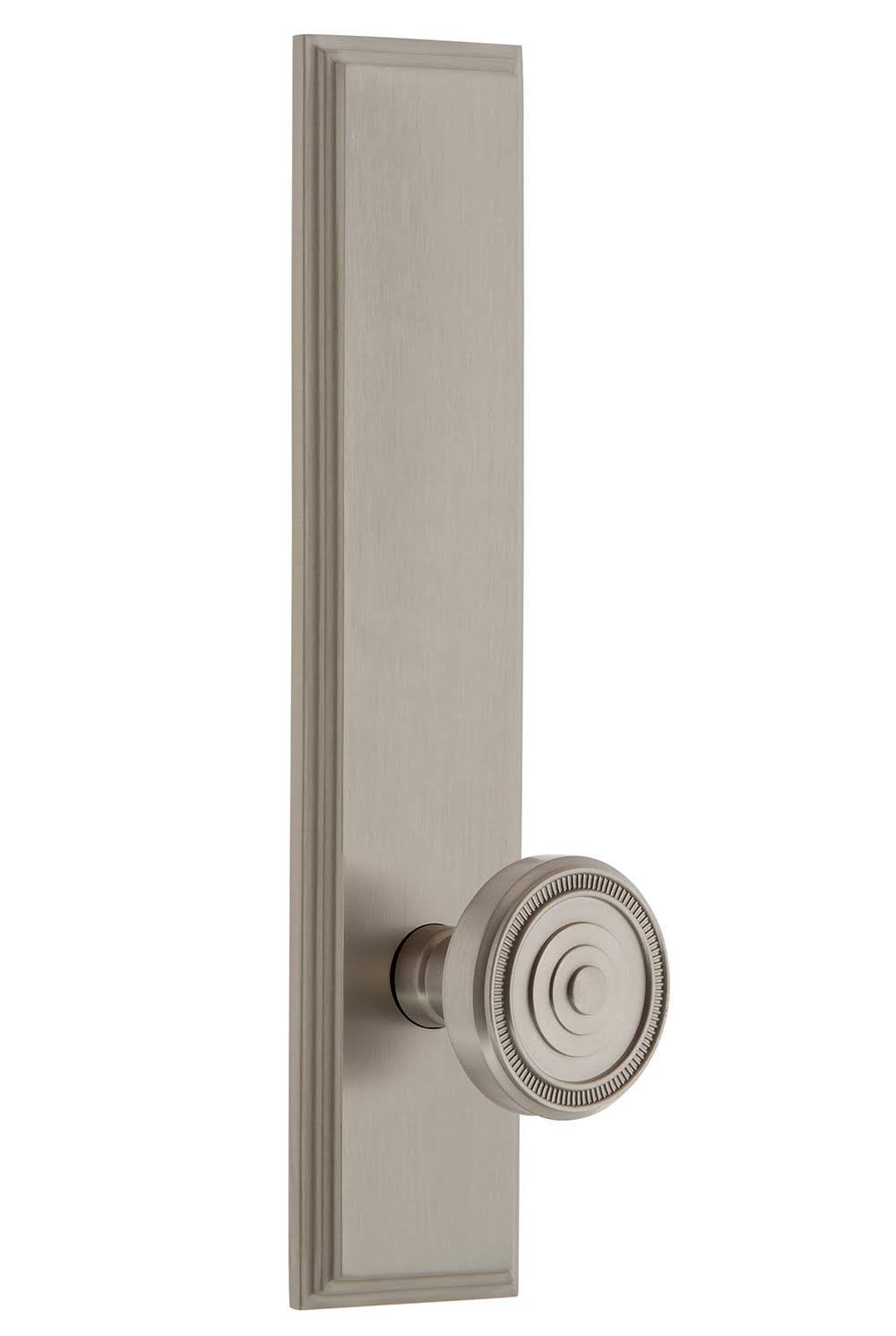 Satin Nickel Tall Plate Passage Soleil Knob S3008