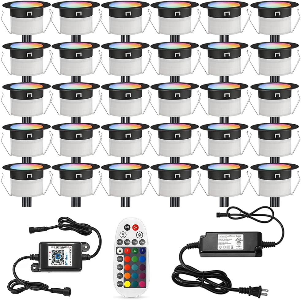 Black Stainless Steel Waterproof In-ground RGBW Deck Light, 30pcs V855