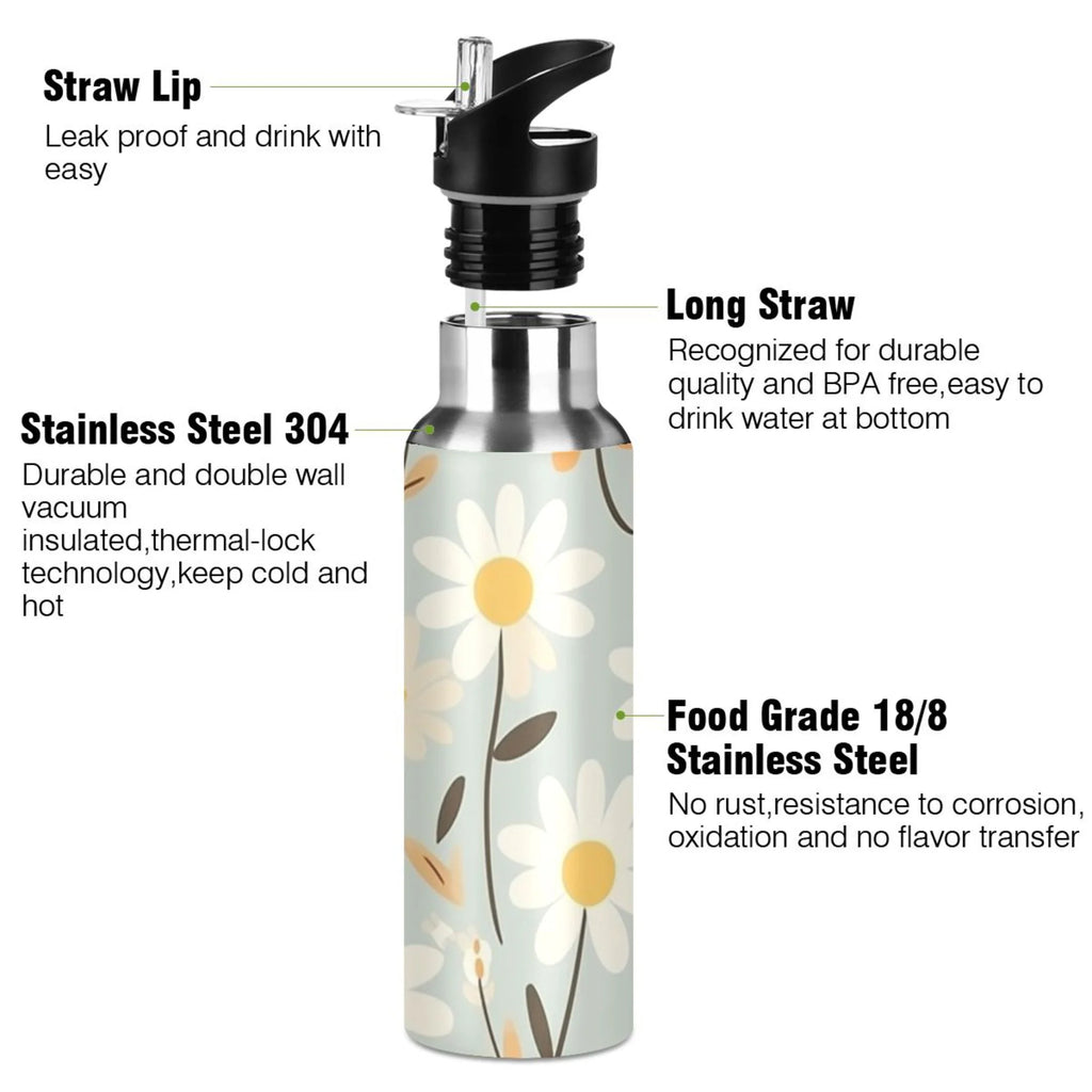 20 oz Insulated Stainless Steel Water Bottle with Straw Lid V446